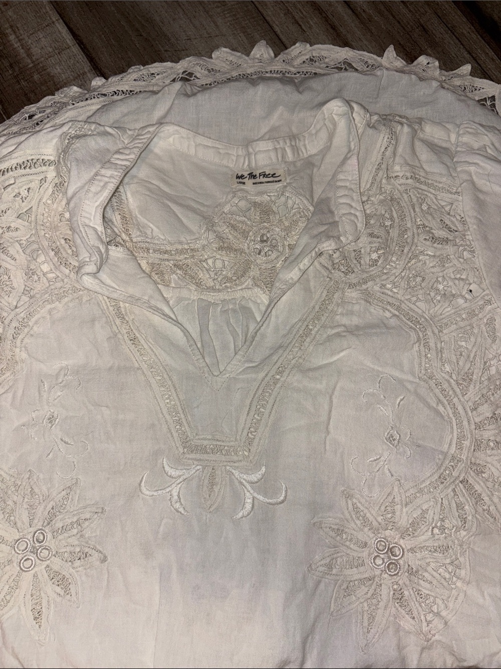 Free People White Embroidered Lace Tunic  dress